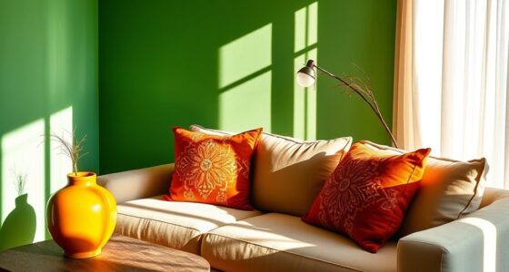 vivid emerald terracotta mustard